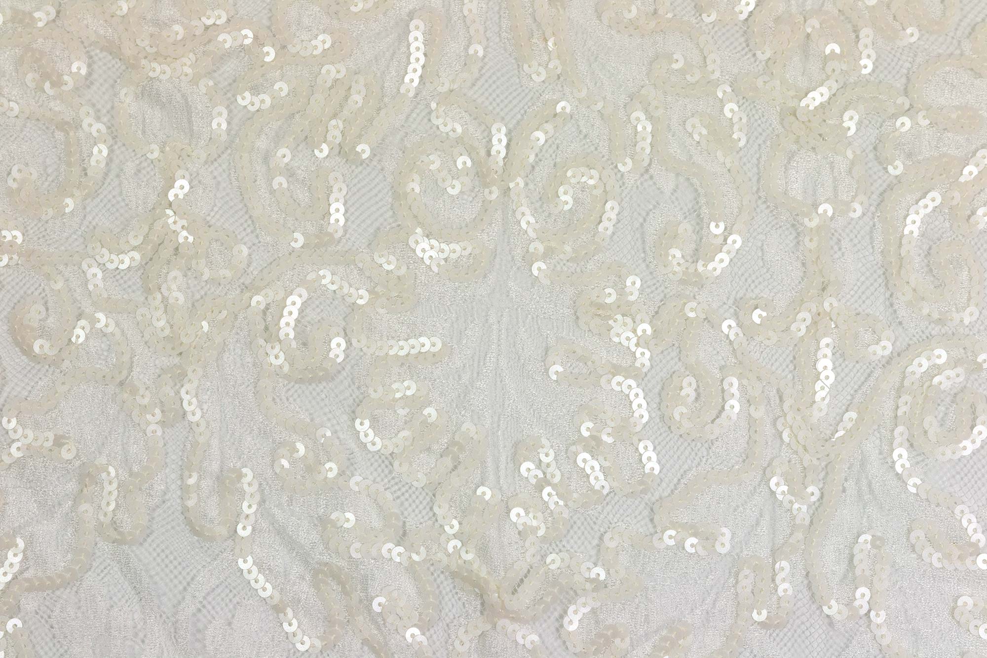 Broderie ornée de paillettes blanches